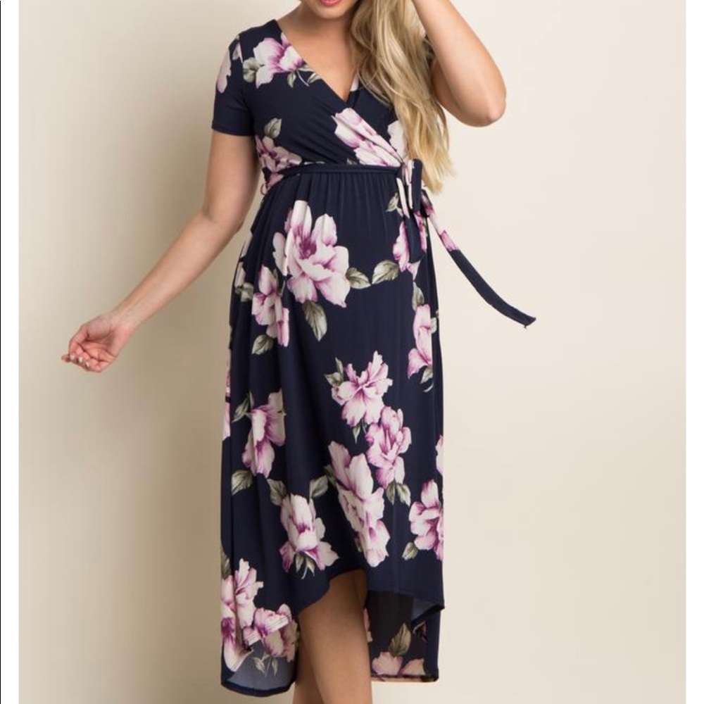 Pink Blush Maternity Blue Wrap Dress